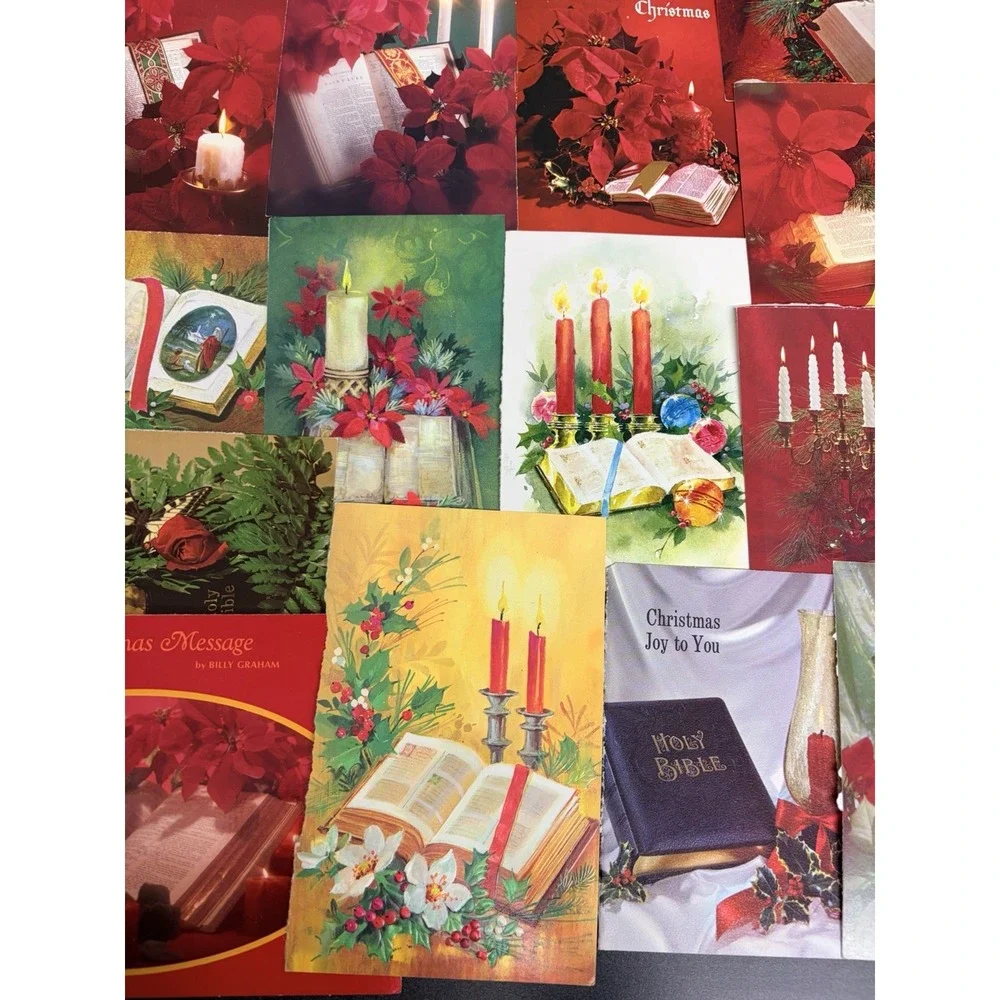 Vintage Christmas Cards Fronts ONLY Bibles Scrapbooking Decoupage Lot of 50+